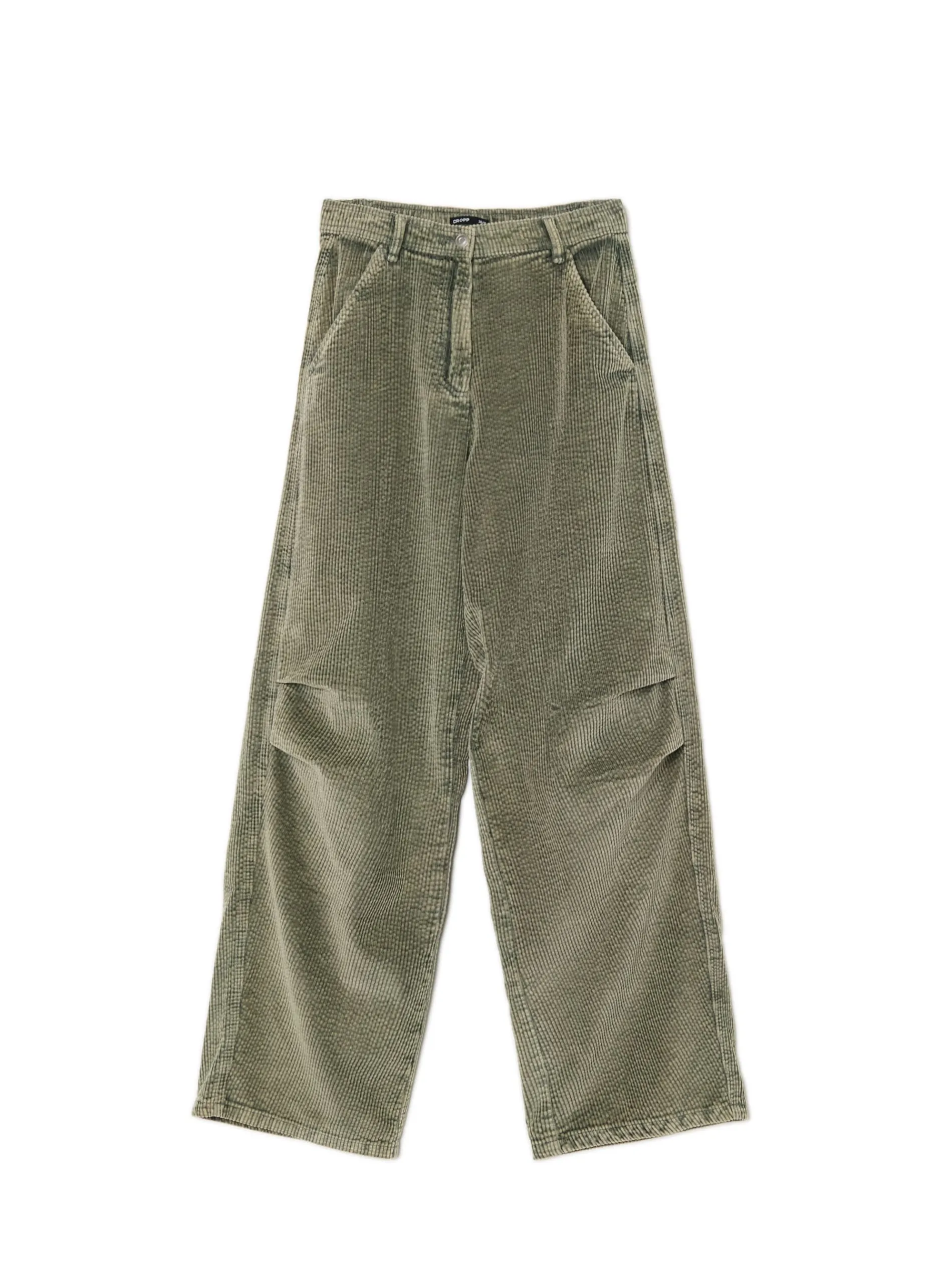 Cropp Spodnie*Oliwkowe sztruksowe spodnie