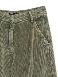 Cropp Spodnie*Oliwkowe sztruksowe spodnie