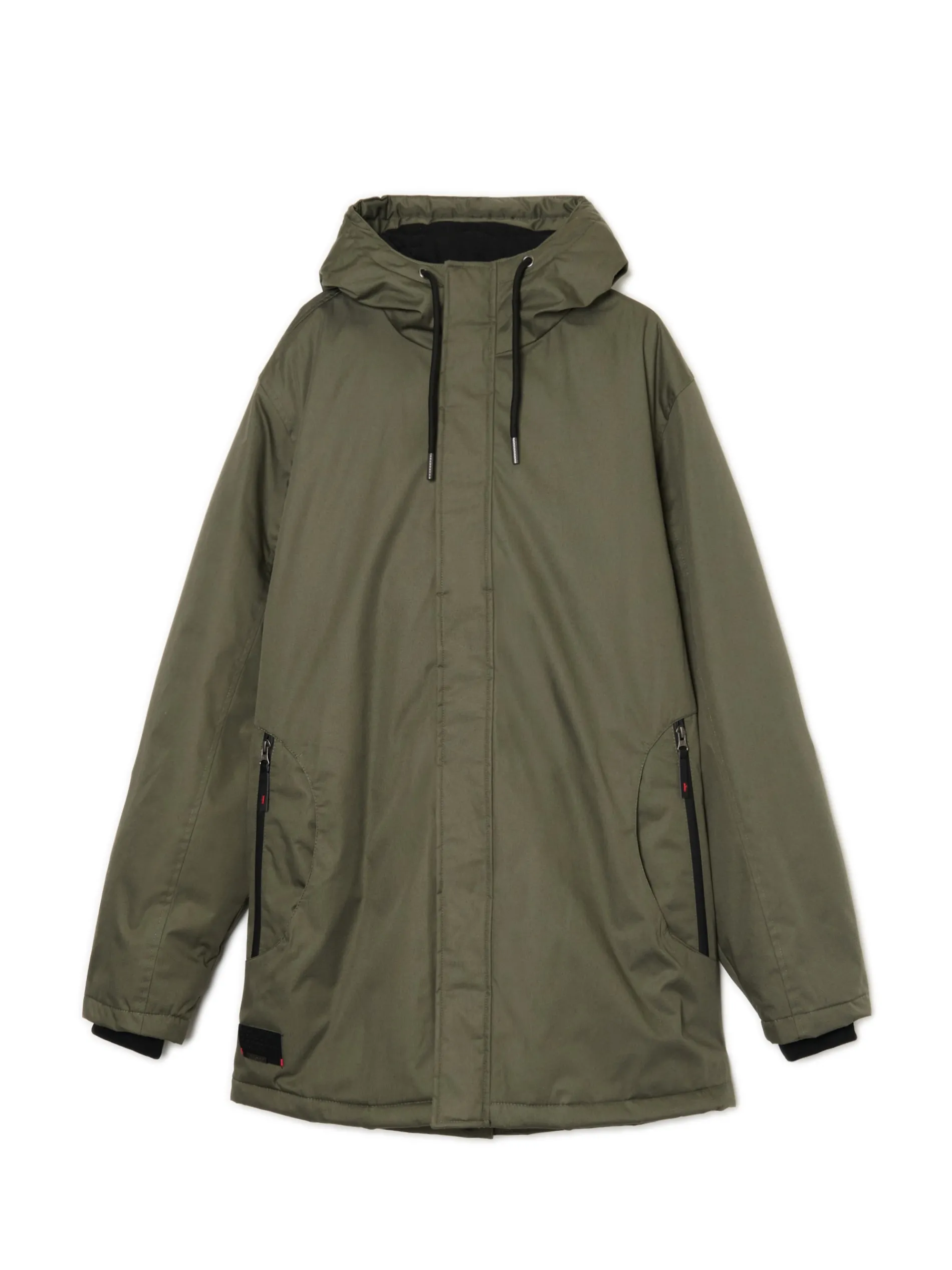 Cropp Kurtki Zimowe|Kurtki, Płaszcze*Oliwkowy płaszcz z kapturem