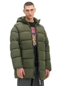 Cropp Kurtki Zimowe|Kurtki, Płaszcze*Oliwkowy pikowany płaszcz z kapturem