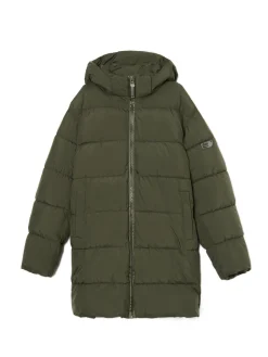 Cropp Kurtki Zimowe|Kurtki, Płaszcze*Oliwkowy pikowany płaszcz z kapturem