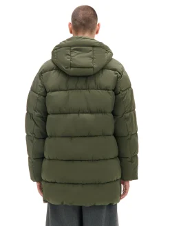 Cropp Kurtki Zimowe|Kurtki, Płaszcze*Oliwkowy pikowany płaszcz z kapturem