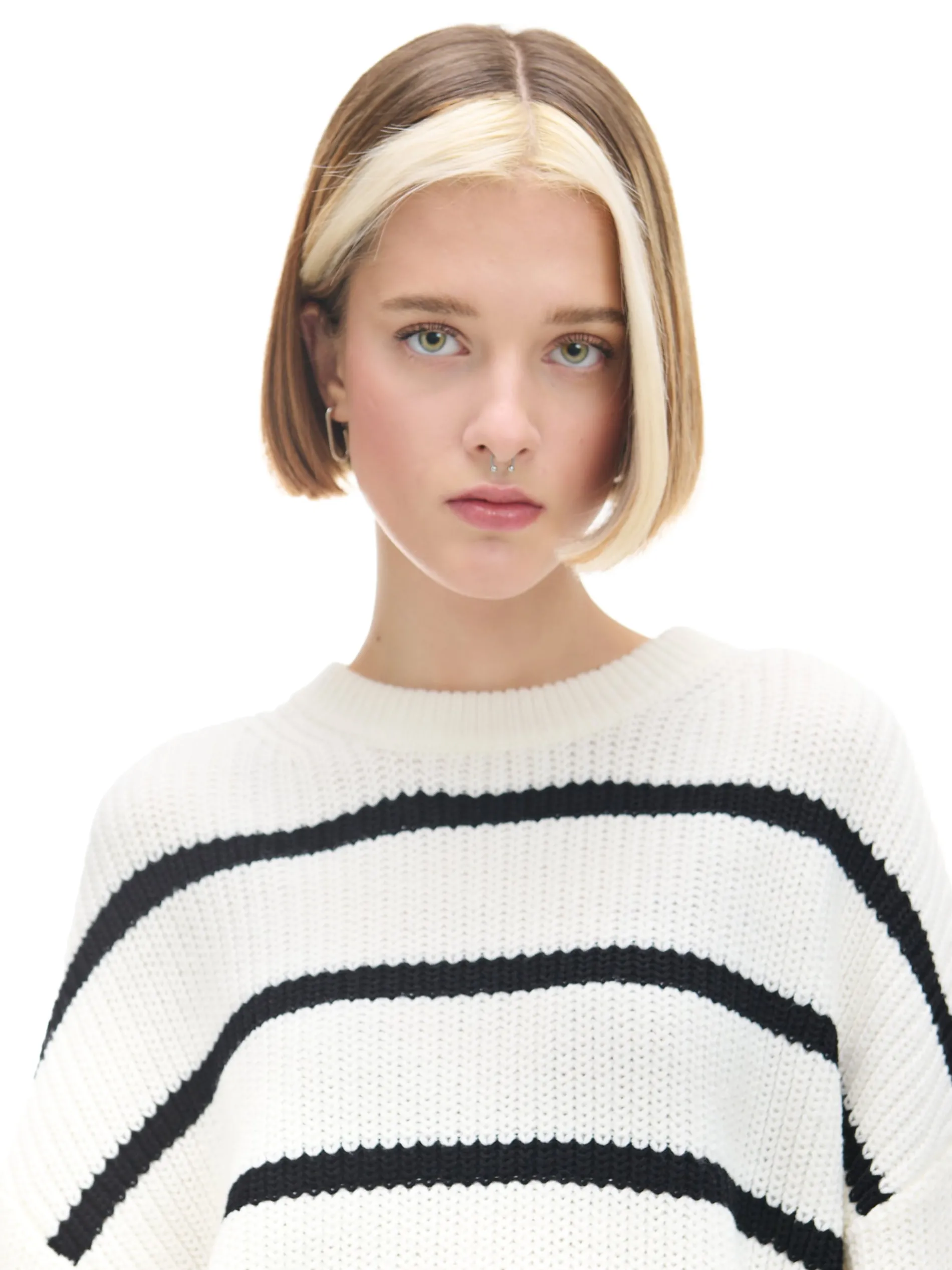 Cropp Swetry*Pasiasty sweter z szerokim rękawem