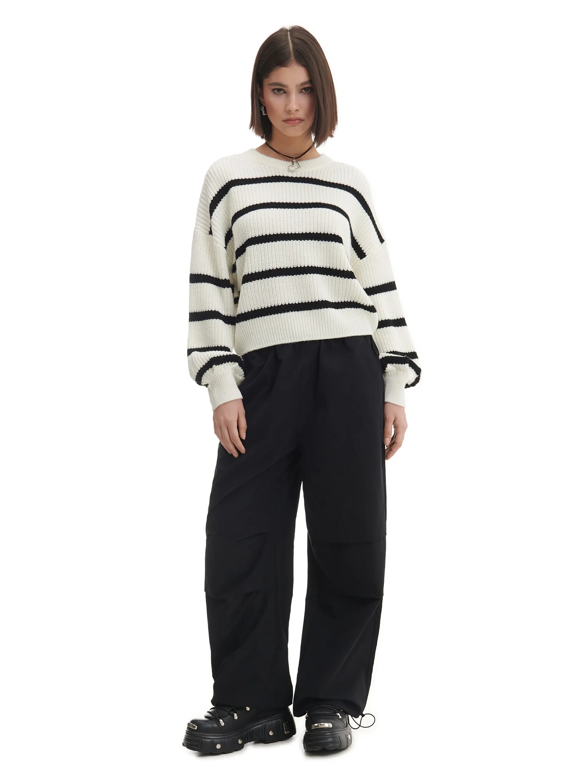 Cropp Swetry*Pasiasty sweter z szerokim rękawem