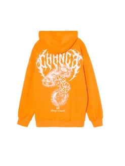 Cropp Unisex|Unisex*Pomarańczowa bluza z kapturem i nadrukiem UNISEX