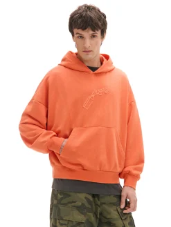 Cropp Bluzy*Pomarańczowa bluza z kapturem