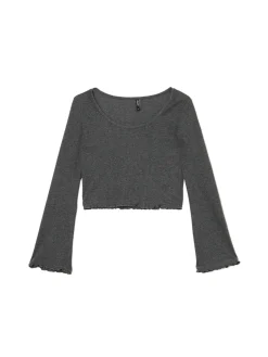 Cropp Koszulki, Topy*Prążkowana szara koszulka longsleeve