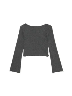 Cropp Koszulki, Topy*Prążkowana szara koszulka longsleeve