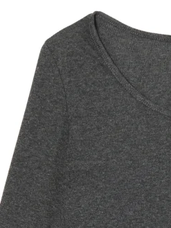 Cropp Koszulki, Topy*Prążkowana szara koszulka longsleeve