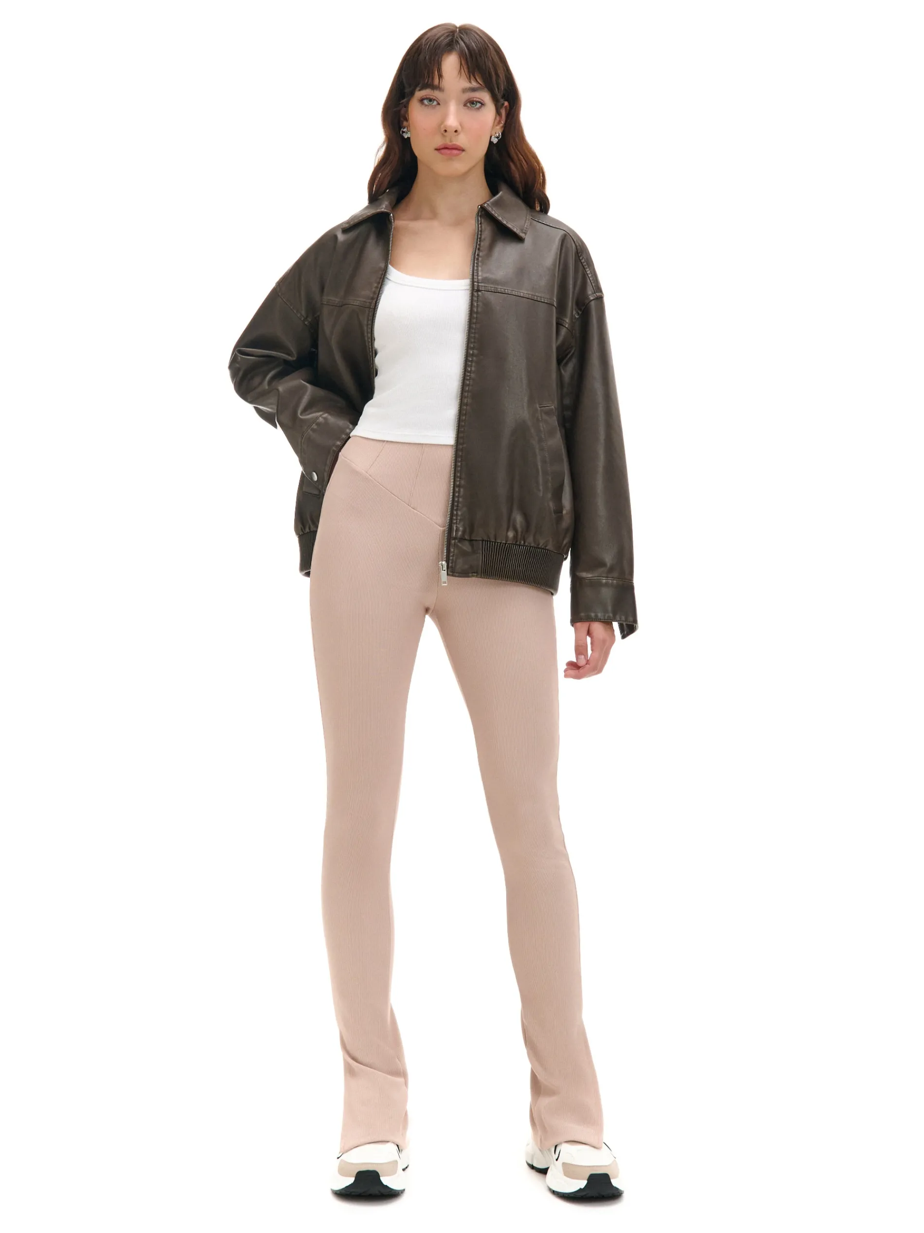 Cropp Spodnie*Prążkowane spodnie typu flare