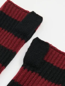 Cropp Rękawiczki*Rękawiczki mitenki w bordowe paski