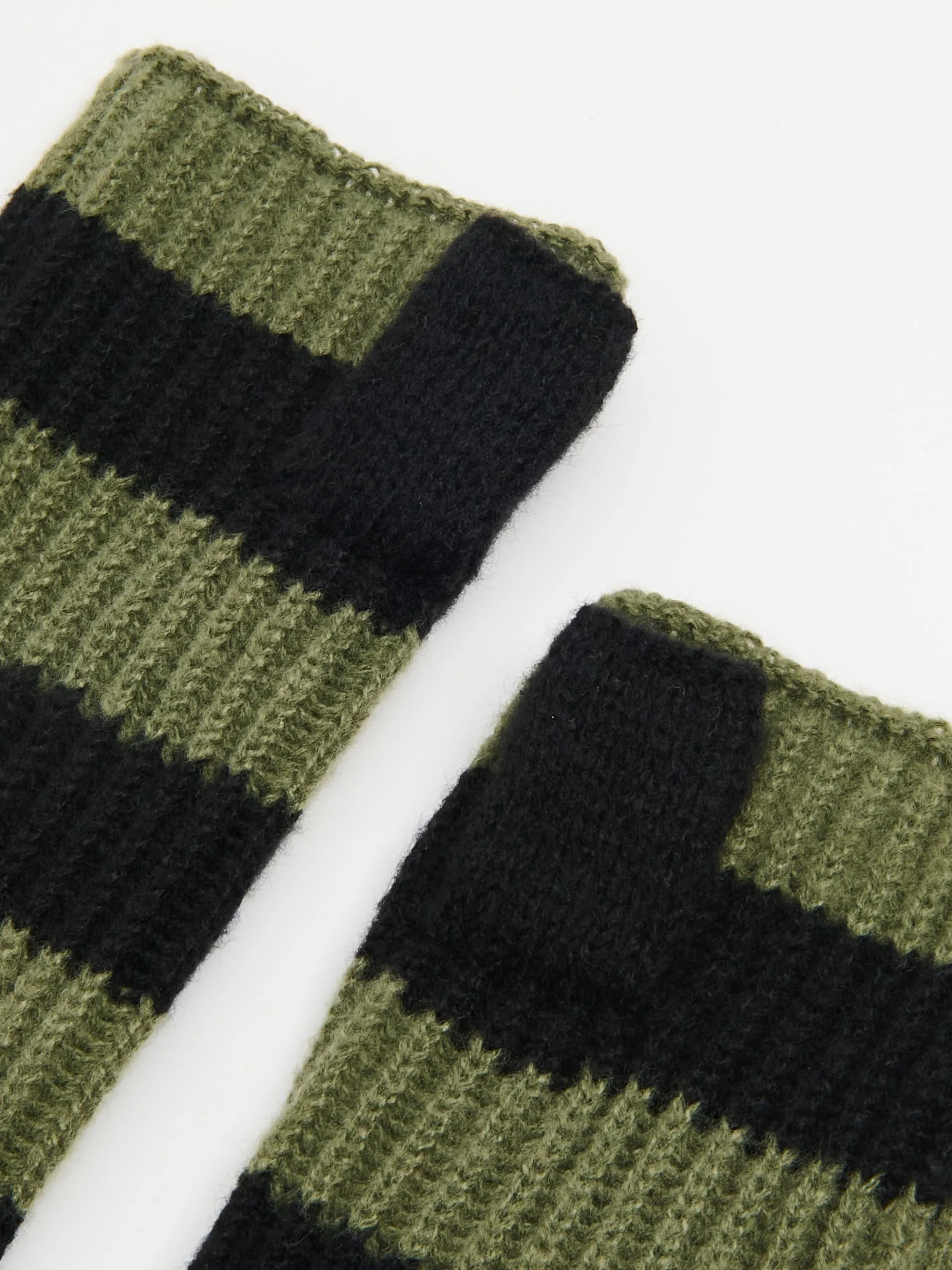 Cropp Rękawiczki*Rękawiczki mitenki w oliwkowe paski