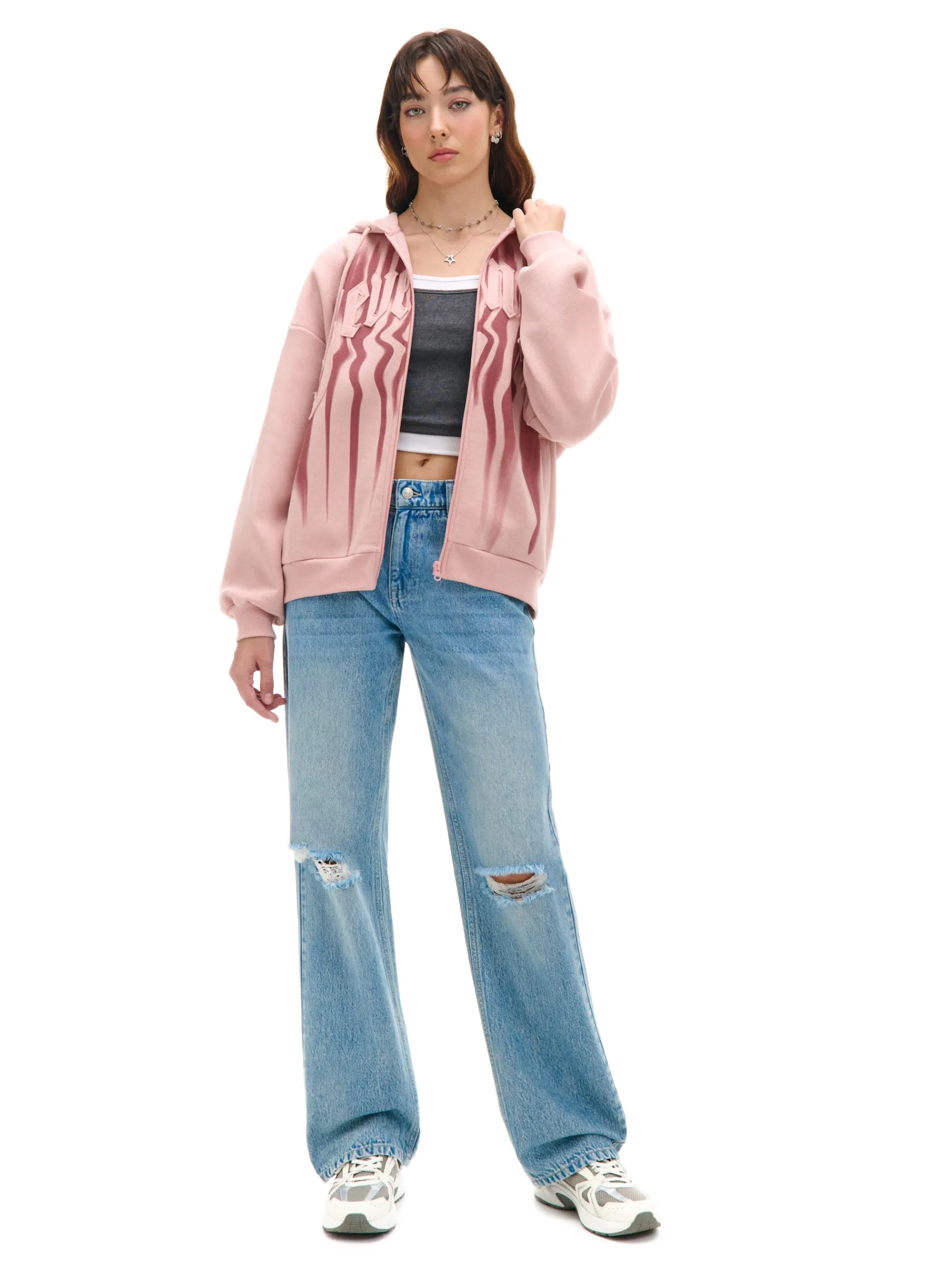 Cropp Bluzy*Różowa bluza z kapturem