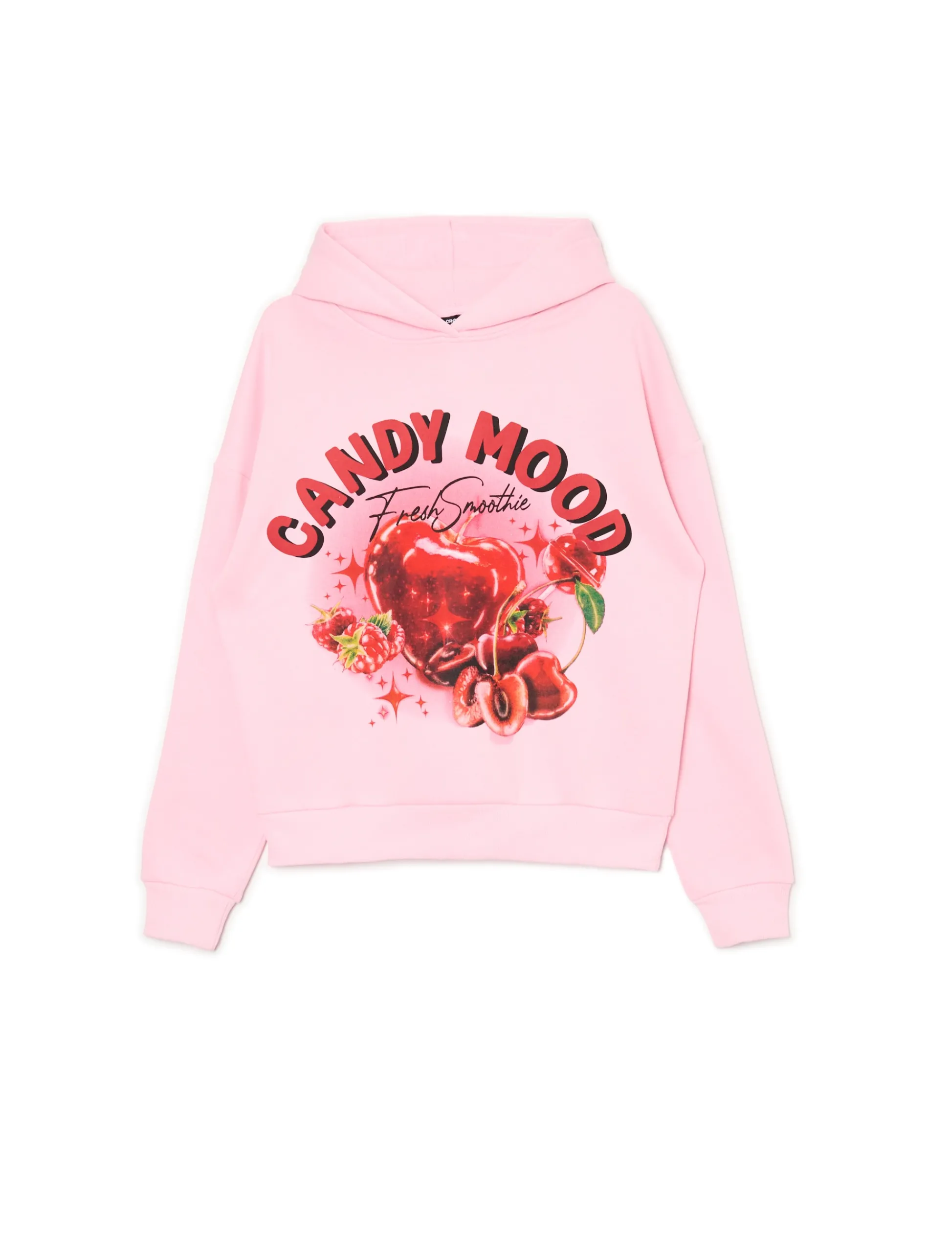 Cropp Bluzy*Różowa bluza z kapturem i nadrukiem