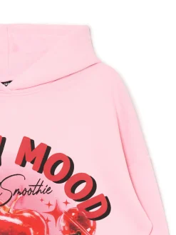 Cropp Bluzy*Różowa bluza z kapturem i nadrukiem