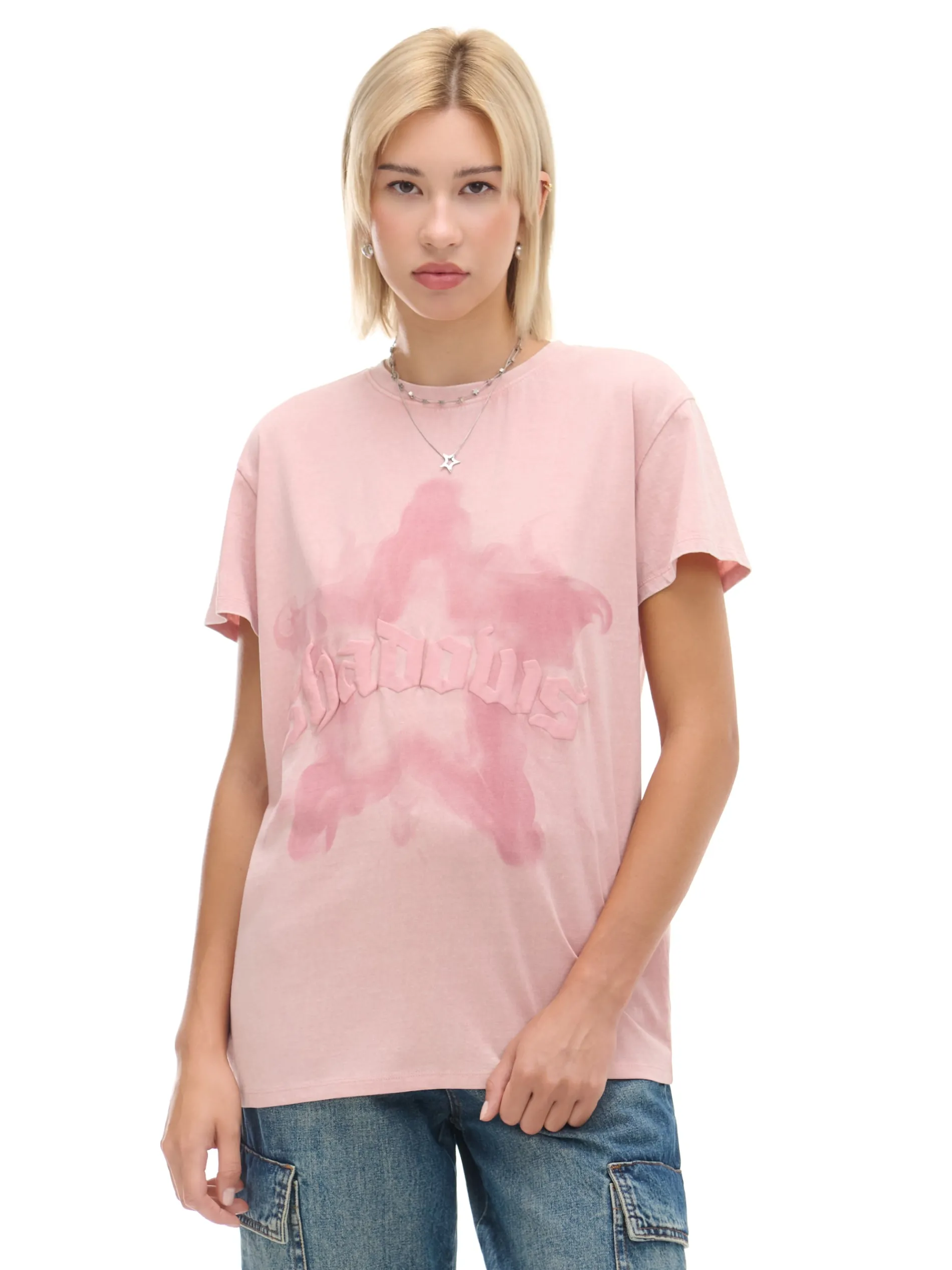 Cropp Koszulki, Topy*Różowa koszulka z nadrukiem