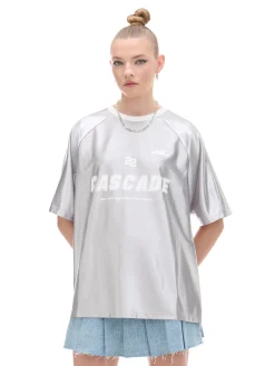 Cropp Unisex|Unisex*Srebrna koszulka z nadrukiem UNISEX