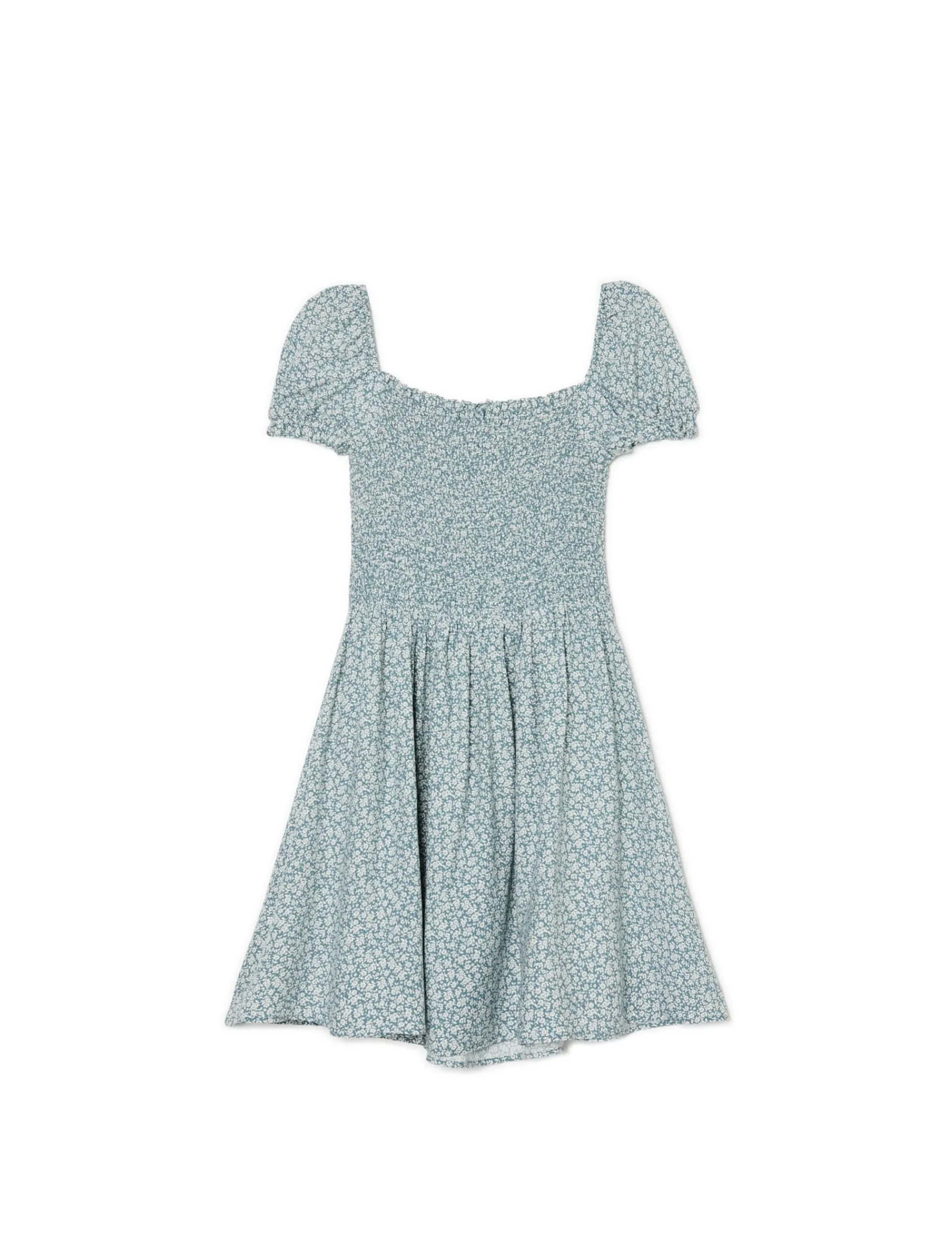 Cropp Sukienki, Kombinezony*Sukienka mini z bufiastymi rękawami i kwiatowym nadrukiem