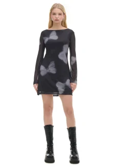 Cropp Sukienki, Kombinezony*Sukienka mini z siateczkowymi panelami