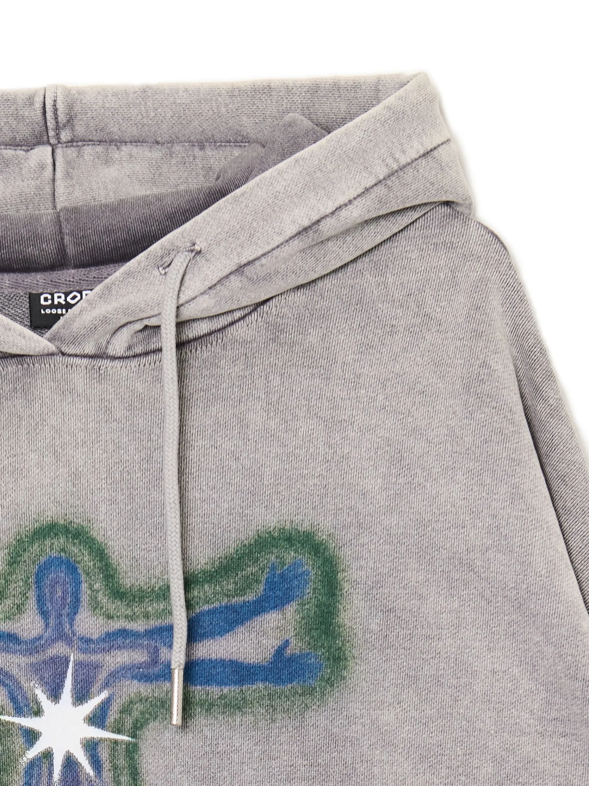 Cropp Bluzy*Szara bluza hoodie z nadrukiem