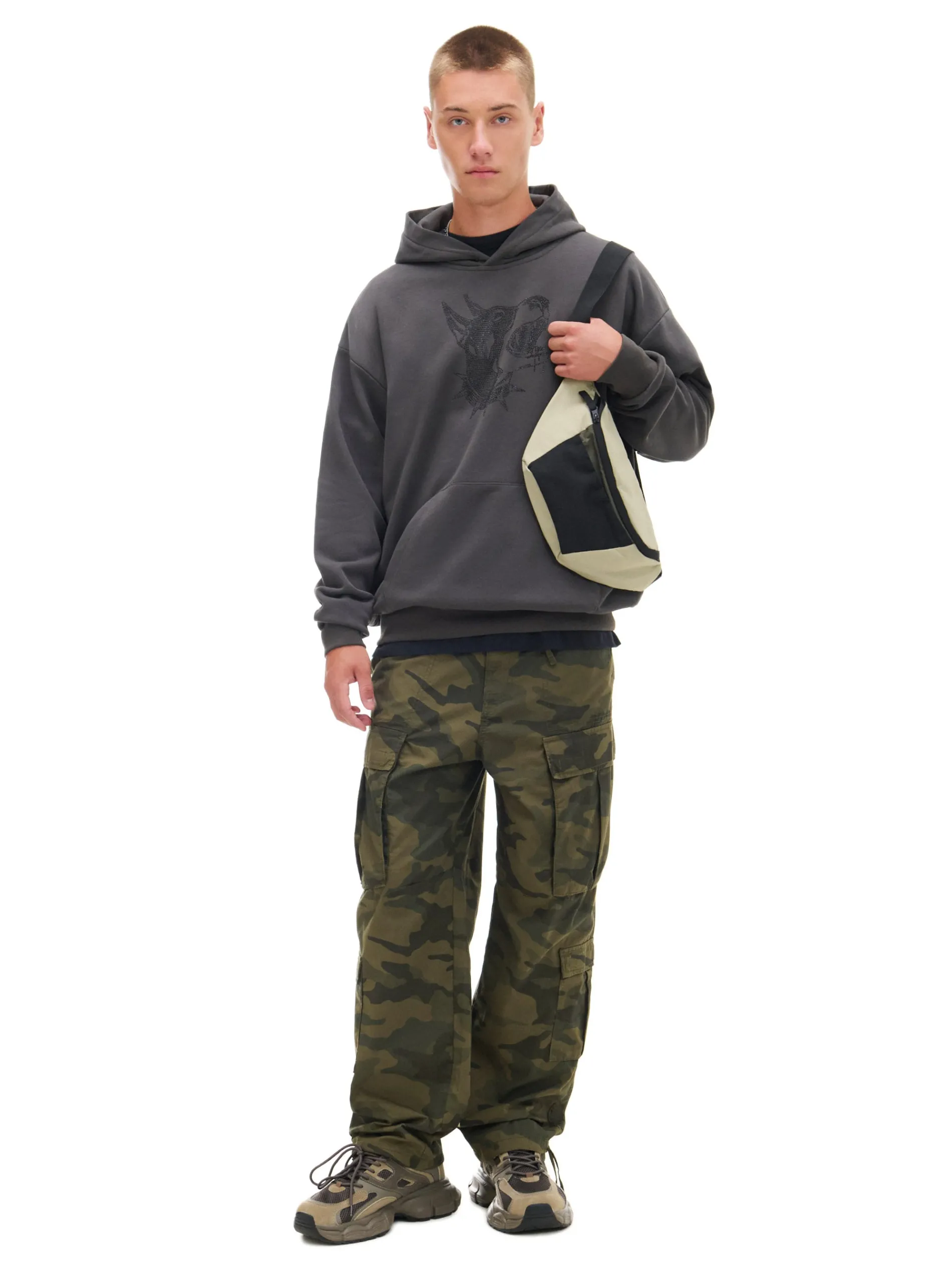 Cropp Bluzy*Szara bluza z aplikacją