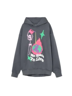 Cropp Bluzy*Szara bluza z kapturem i nadrukiem