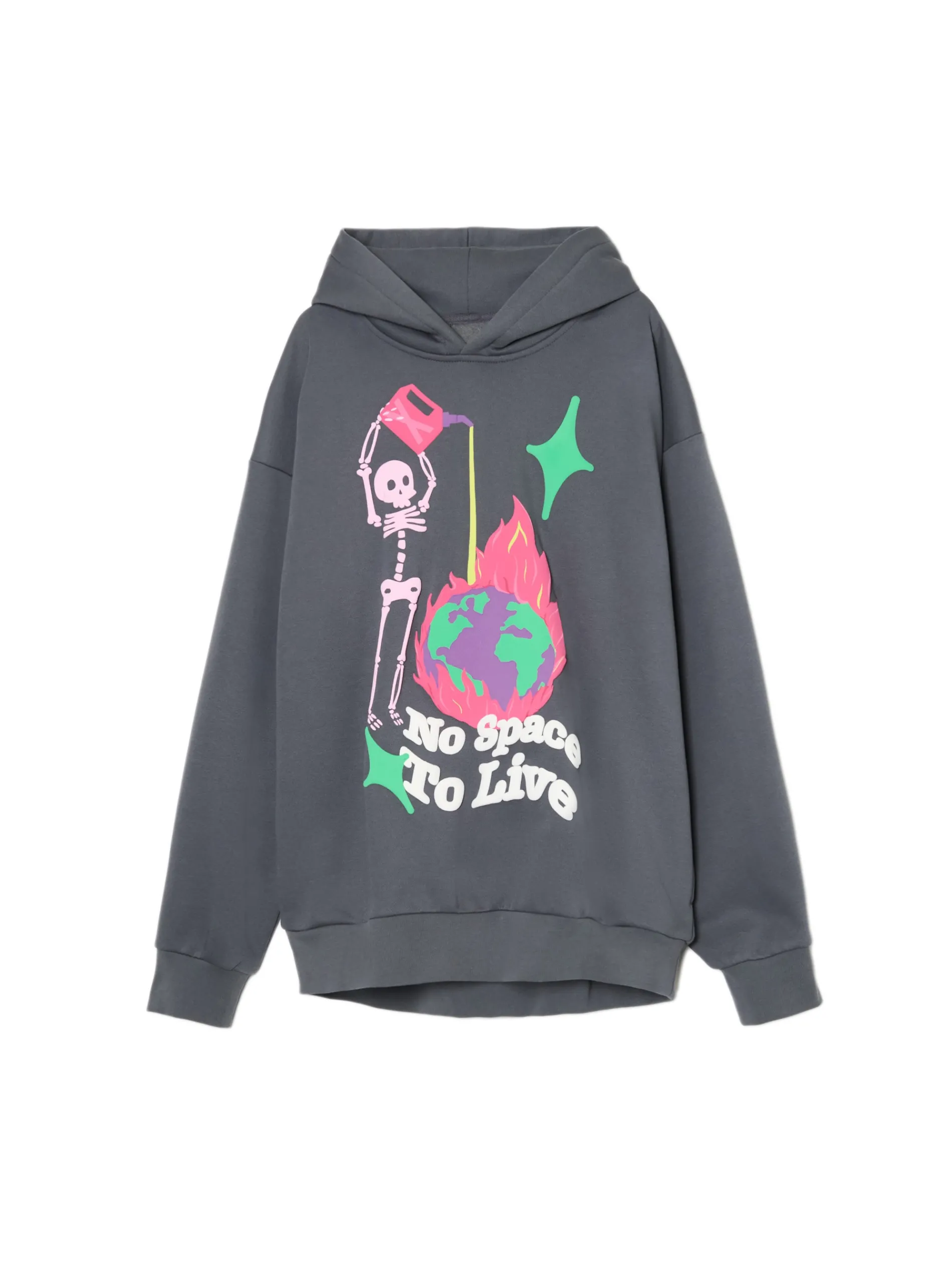 Cropp Bluzy*Szara bluza z kapturem i nadrukiem