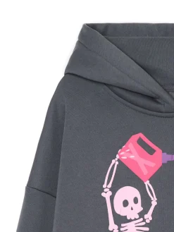 Cropp Bluzy*Szara bluza z kapturem i nadrukiem