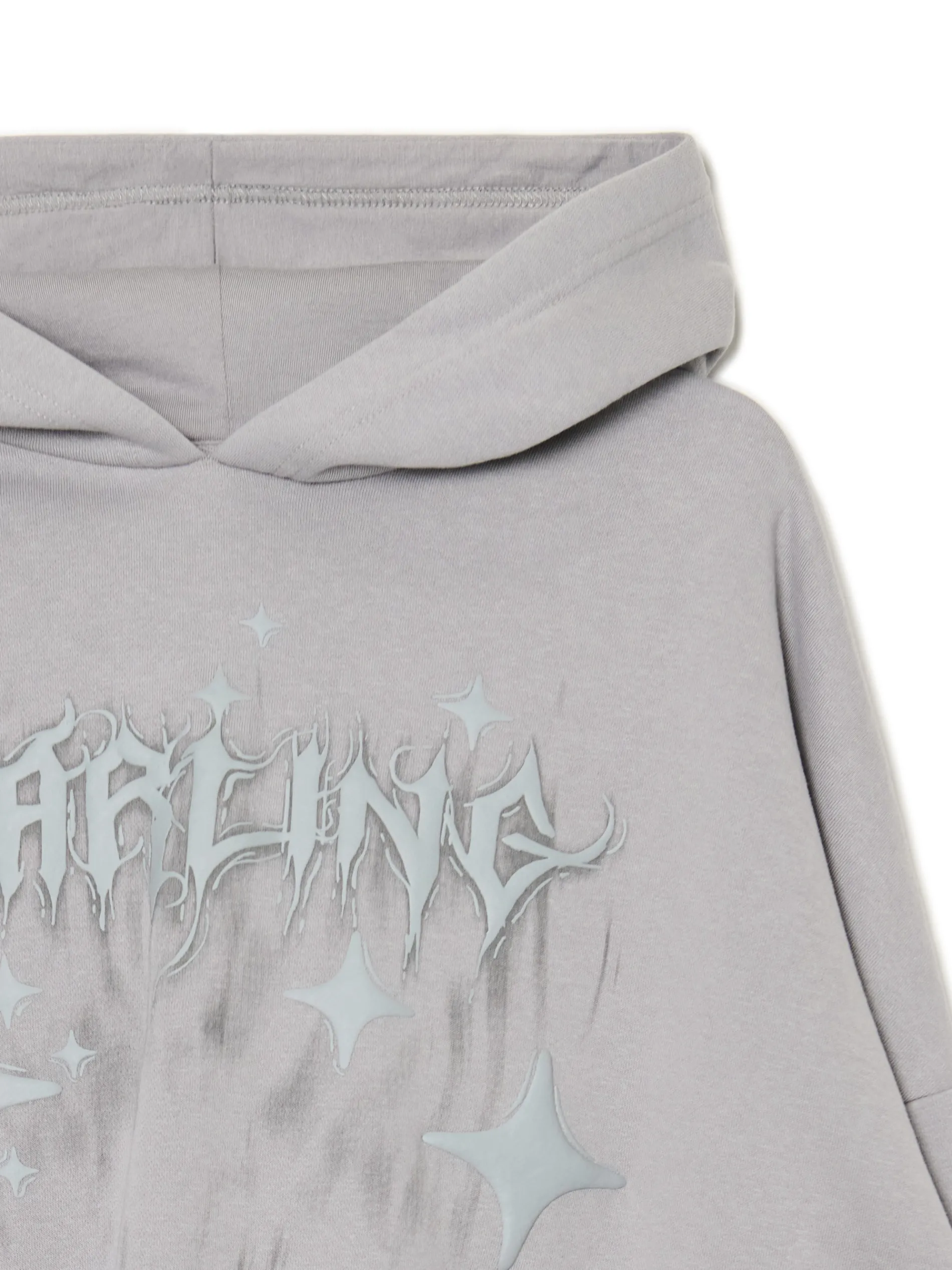 Cropp Bluzy*Szara bluza z kapturem i nadrukiem