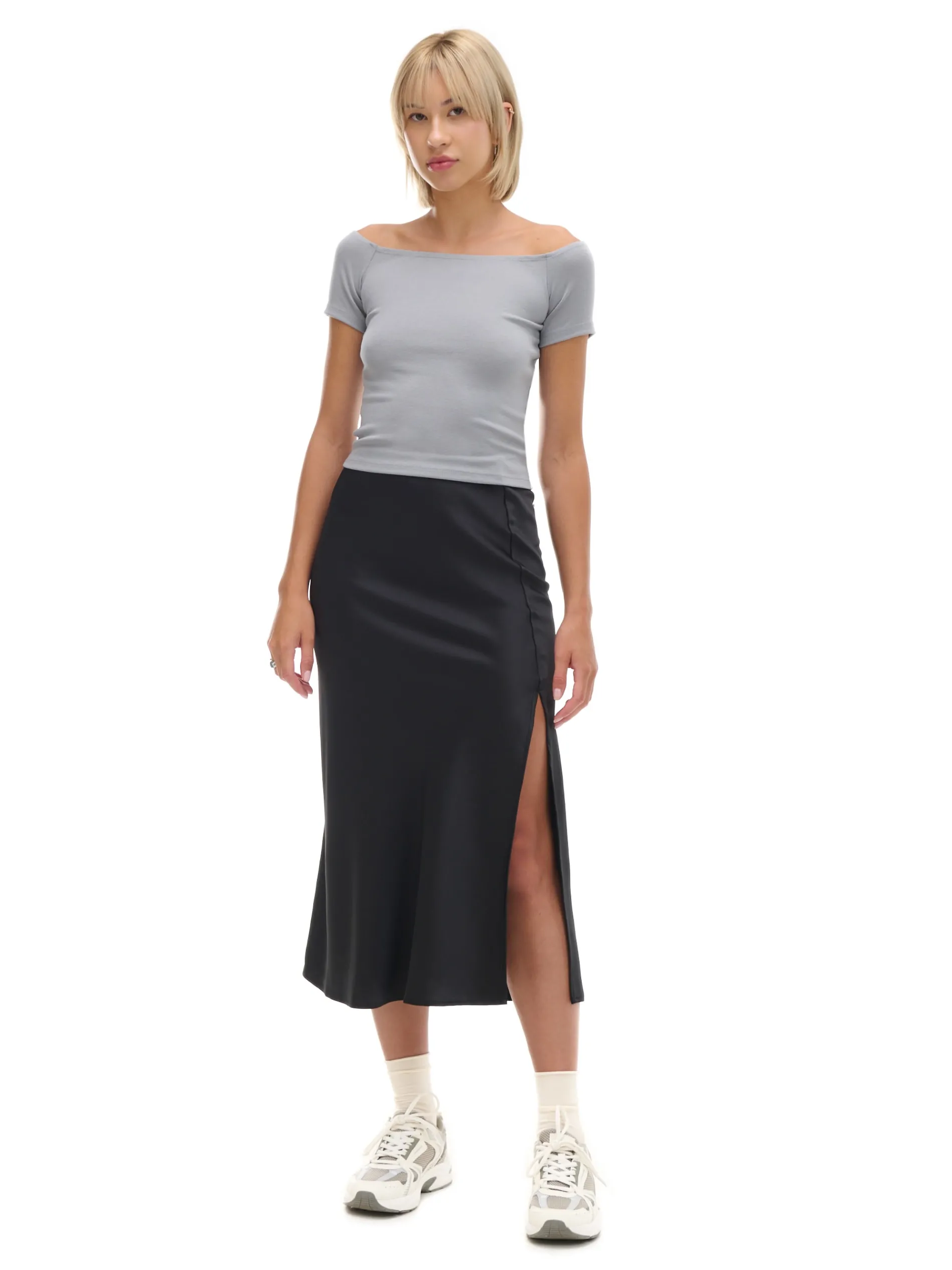 Cropp Koszulki, Topy*Szara bluzka z dodatkiem wiskozy