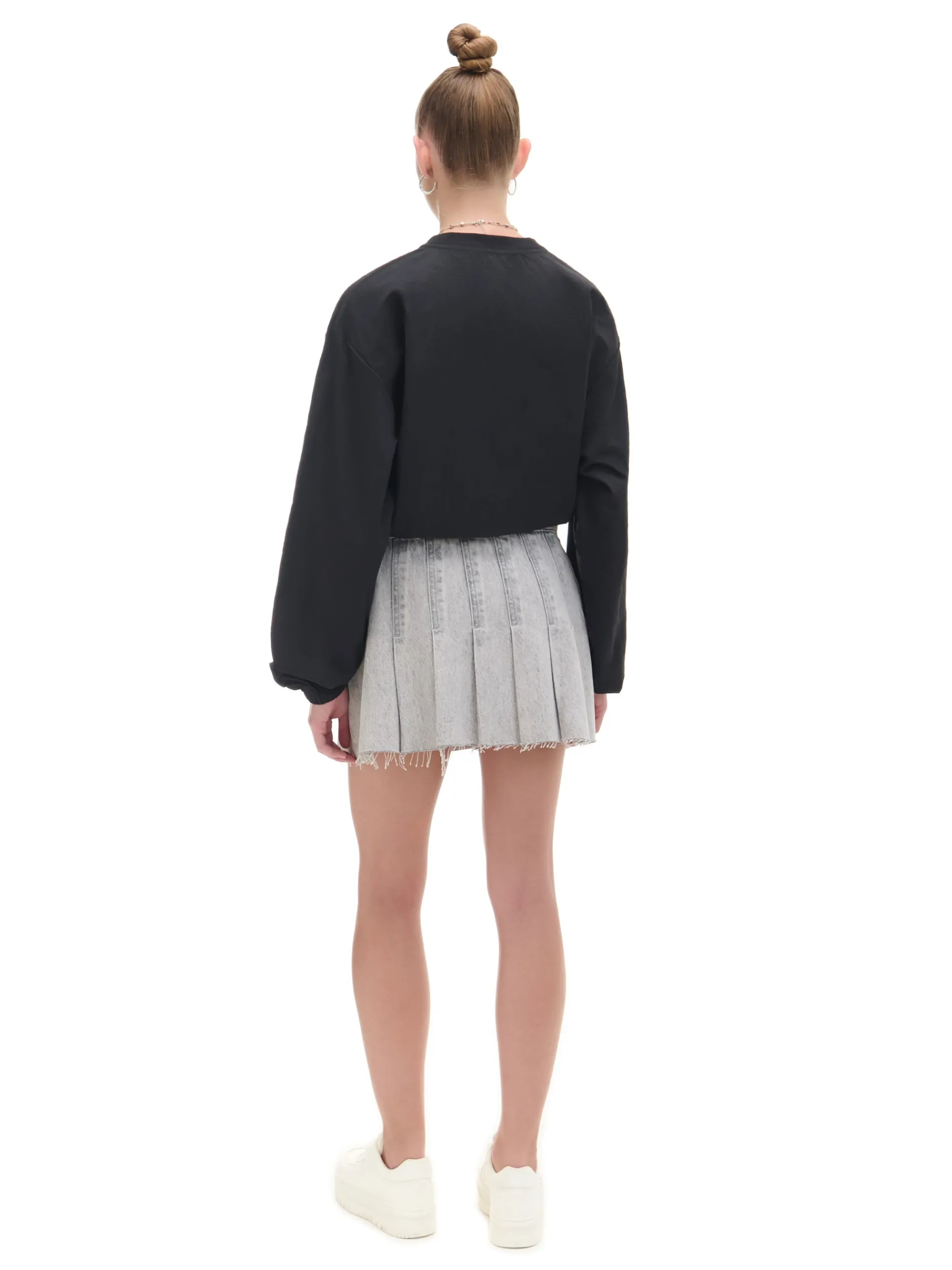 Cropp Spódnice|Sety*Szara jeansowa spódniczka z zakładkami