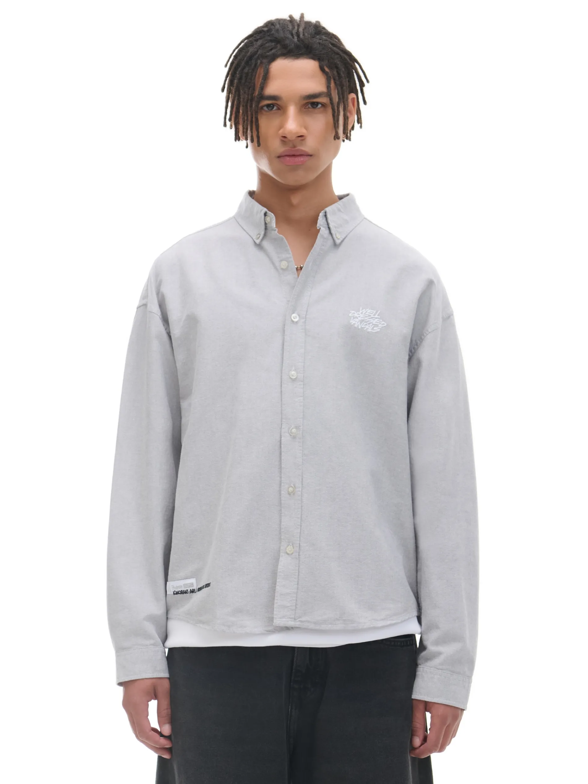 Cropp Koszule*Szara koszula z ozdobnym wykończeniem