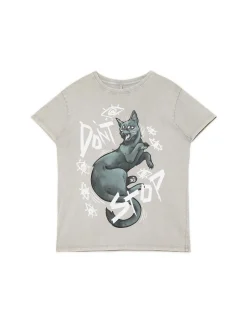 Cropp Koszulki, Topy*Szara koszulka z kotem