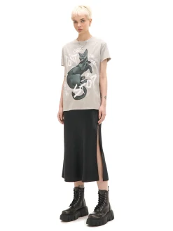 Cropp Koszulki, Topy*Szara koszulka z kotem