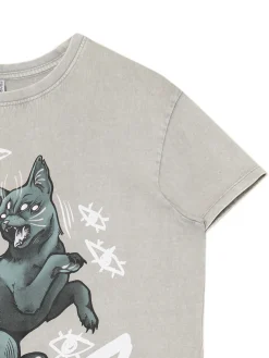 Cropp Koszulki, Topy*Szara koszulka z kotem