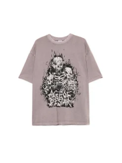 Cropp Unisex|Unisex*Szara koszulka z motywem kościotrupów UNISEX