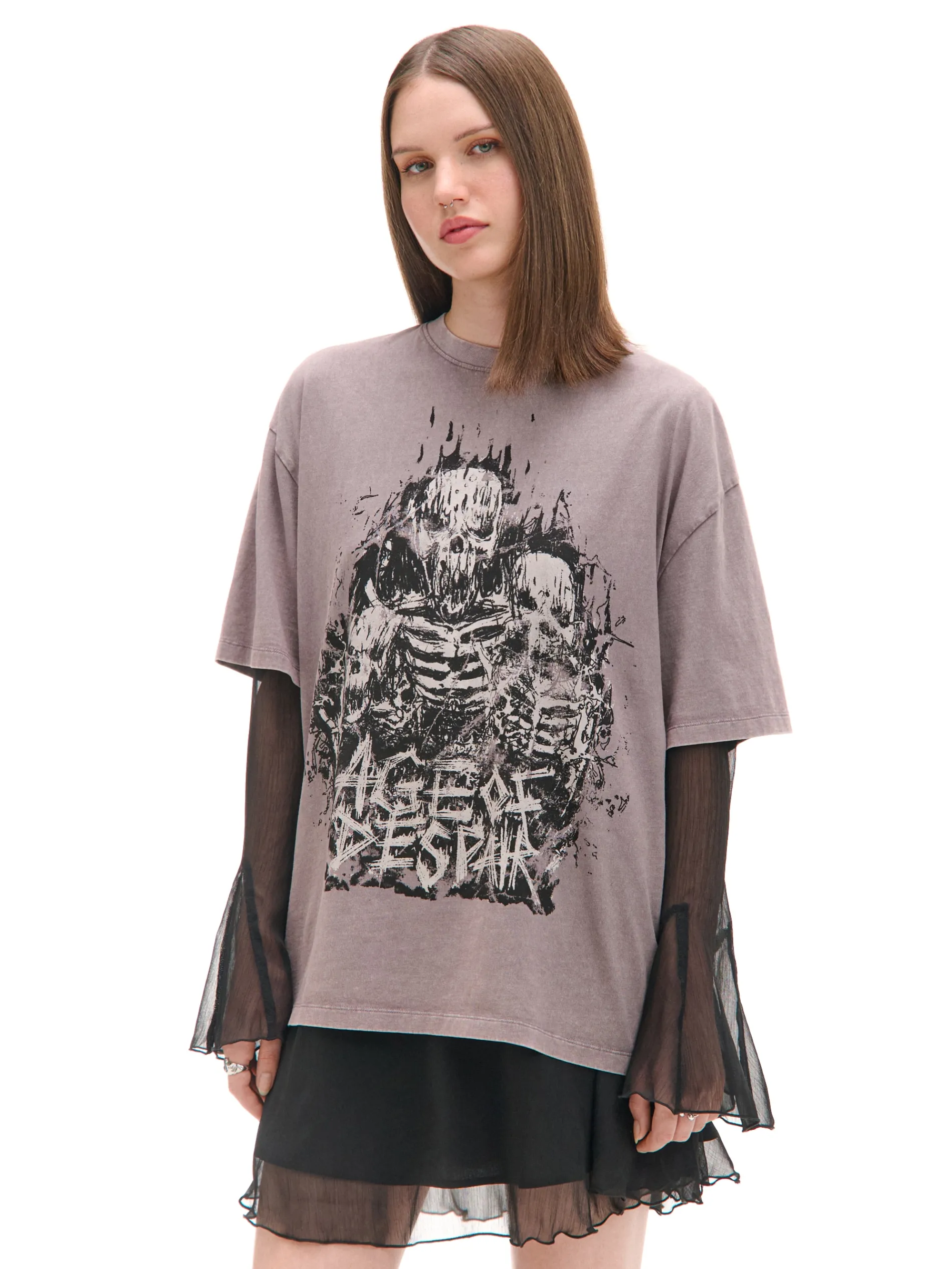 Cropp Unisex|Unisex*Szara koszulka z motywem kościotrupów UNISEX