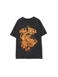 Cropp Koszulki, Topy*Szara koszulka z nadrukiem kości