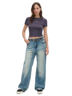 Cropp Koszulki, Topy*Szara koszulka z wiskozą