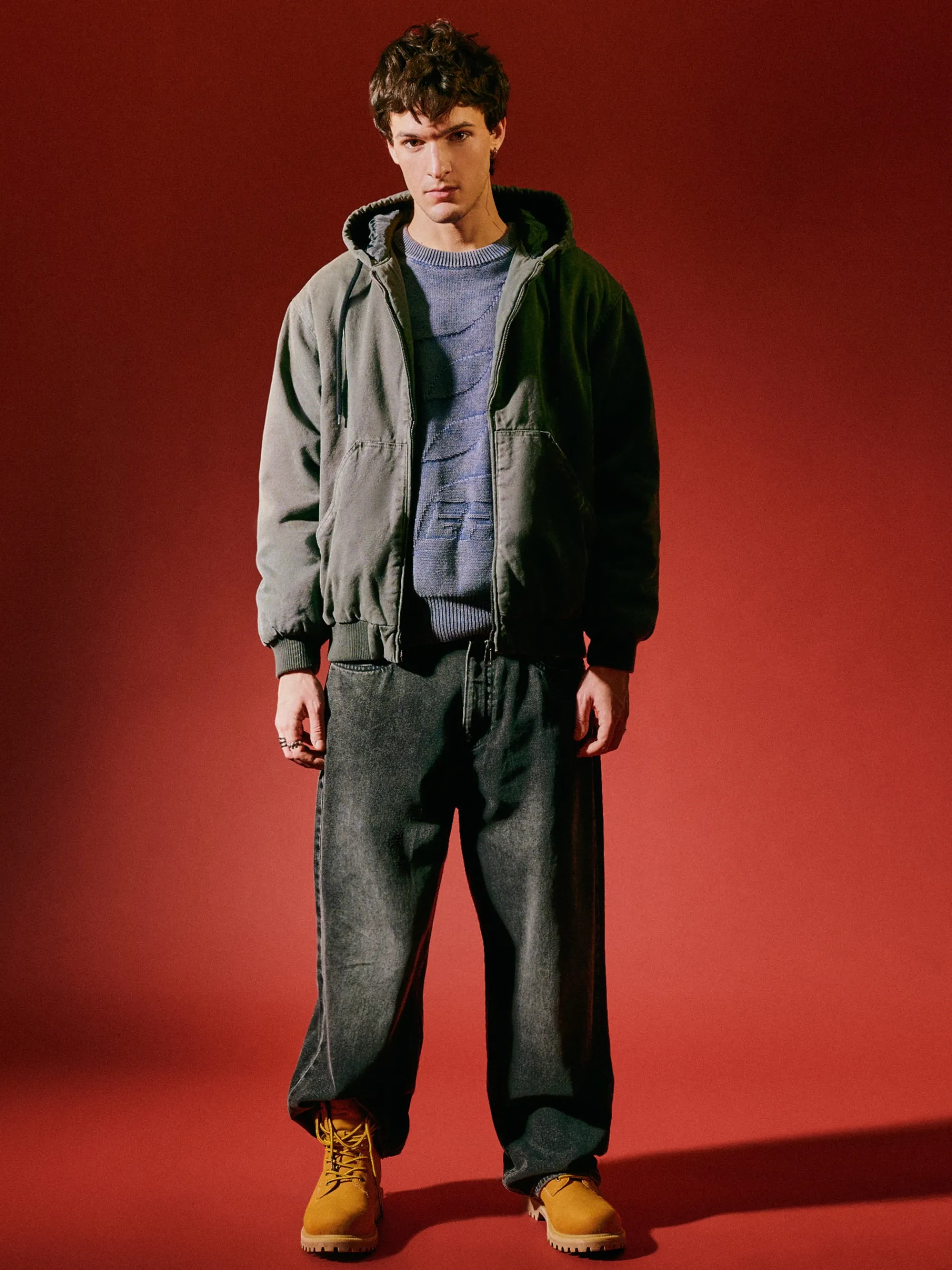 Cropp Kurtki Zimowe|Kurtki, Płaszcze*Szara kurtka bomber z kapturem