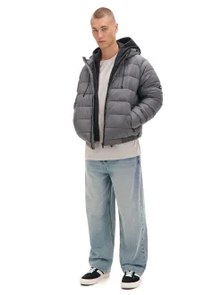 Cropp Kurtki Zimowe|Kurtki, Płaszcze*Szara pikowana kurtka z kapturem