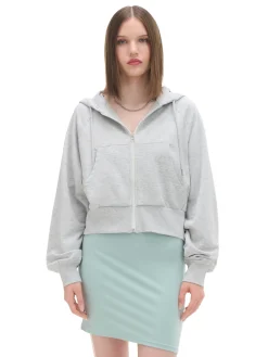 Cropp Bluzy*Szara rozpinana bluza z kapturem