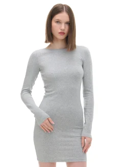 Cropp Sukienki, Kombinezony*Szara sukienka mini z długimi rękawami