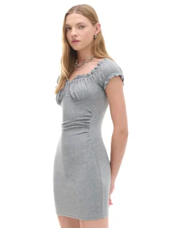 Cropp Sukienki, Kombinezony*Szara sukienka mini z krótkimi rękawkami