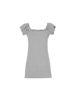 Cropp Sukienki, Kombinezony*Szara sukienka mini z krótkimi rękawkami