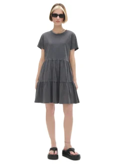 Cropp Sukienki, Kombinezony*Szara sukienka mini z marszczeniami