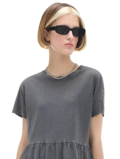 Cropp Sukienki, Kombinezony*Szara sukienka mini z marszczeniami