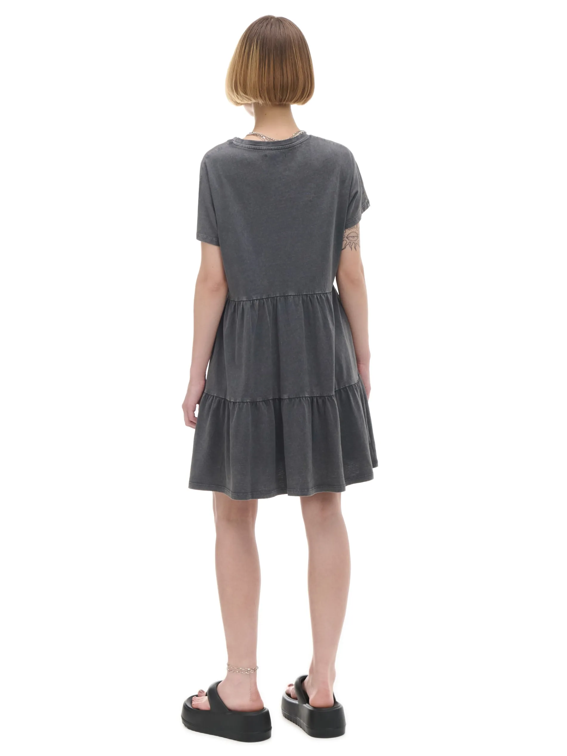 Cropp Sukienki, Kombinezony*Szara sukienka mini z marszczeniami