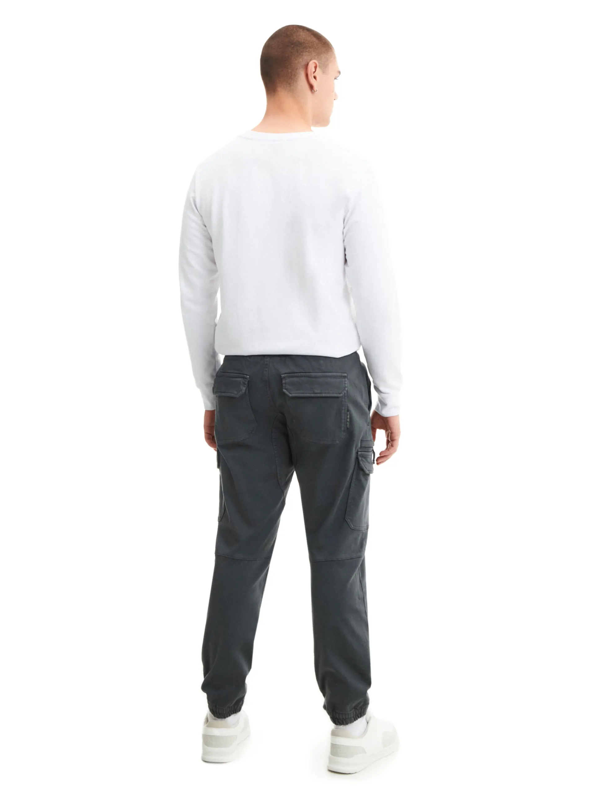 Cropp Spodnie*Szare joggery basic z kieszeniami cargo