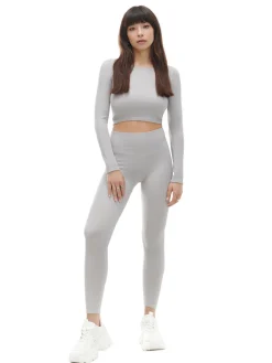 Cropp Spodnie*Szare prążkowane legginsy